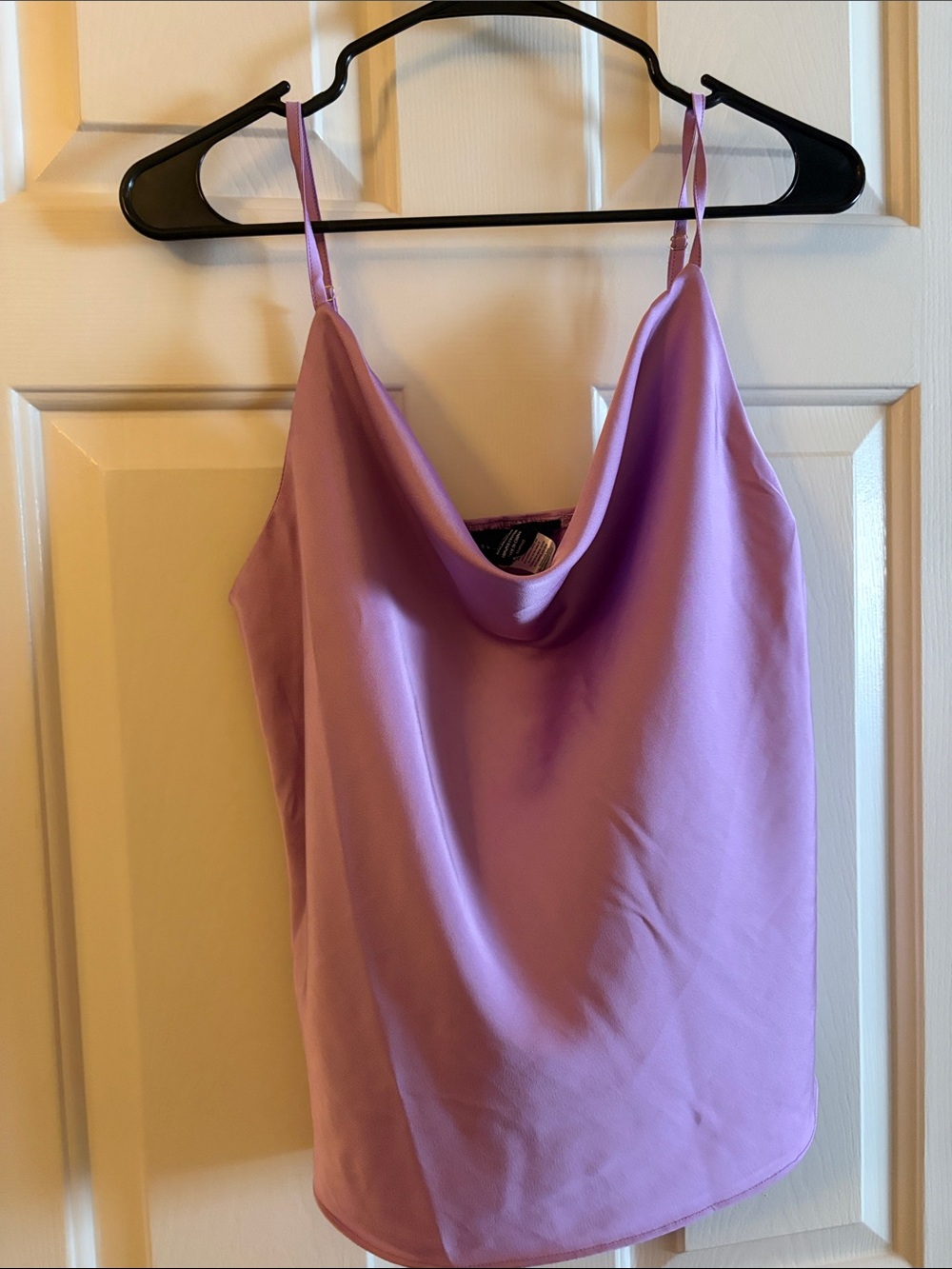 Draped Lilac Cowl Neck Camisole with Adjustable Straps